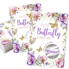 Putocopic Butterfly Baby Shower Scratch off Game | Simple Scratch Off Game for Baby Shower Party | 40 PCS