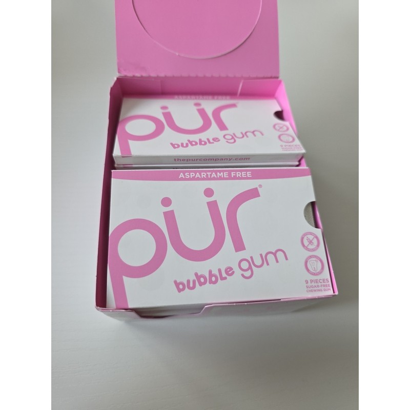 PUR Sugar Free Bubblegum Chewing Gum 12 Count Xylitol Vegan