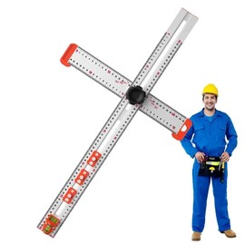 Tofelf 4-in-1 Drilling Positioning Locator, Adjustable 13.78in Multifunctional T Square Ruler, Cabinet Hardware Jig, Marking Gauge Tools for Woodworking, Cabinet Drawer Door Hole Drilling Template