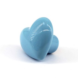 Flomore Blue Drawer Knob Ceramic Cabinet Knobs Kids Room Handle Pull Heart Shape for Dresser Drawers (Pack of 8 Screws Included)