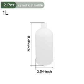 YOKIVE 2 Pcs Plastic Reagent Bottle, Cylindrical Container with Screw Cap Storage Liquids, Great for Laboratory Chemistry Use(Clear White, 1L)