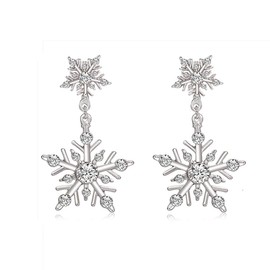 Winter Snowflake Flower Drop Dangle Earrings Hypoallergenic Snowflake Pierced Stud Earrings For Women Christmas Gifts (silver)