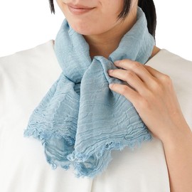 Kinuya SO7281 Silk and Cotton Compact Stole that Absorbs Sweat and Dries Easily, blue