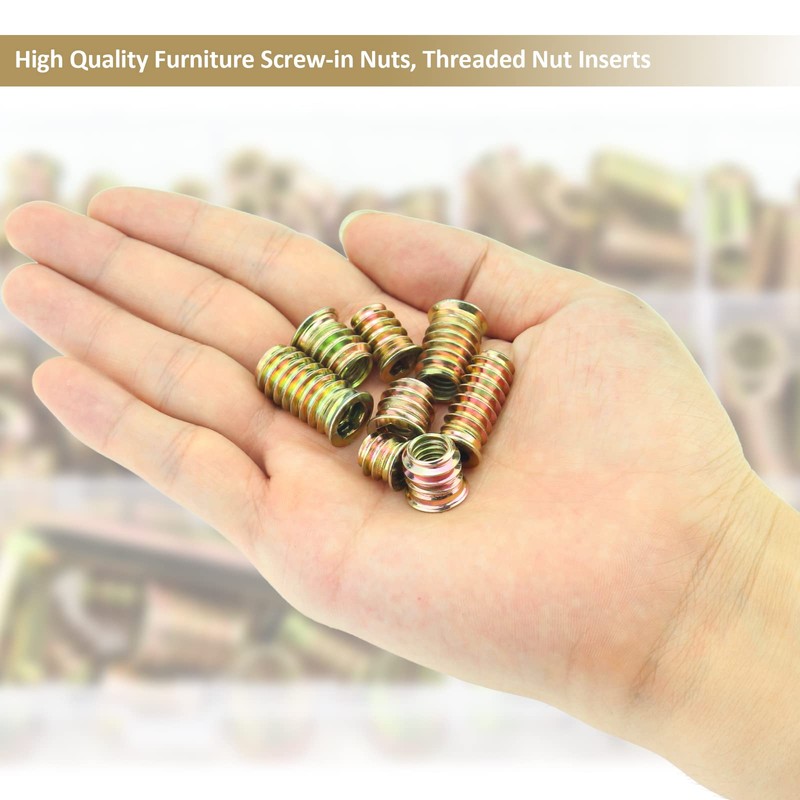 Kindroufly 152 Pieces 1/4"-20, 5/16"-18 Threaded Inserts, Nut Inserts, Wood
