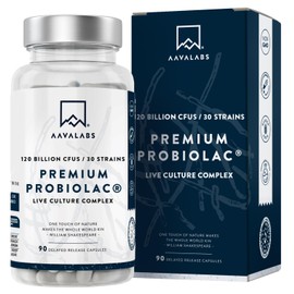 Fermenti Lattici Probiotici per Intestino 120 Miliardi UFC 30 Ceppi Batterici | Probiotici e Prebiotici con Lactobacillus Crispatus, Lactobacillus Acidophilus, Lactobacillus Gasseri - 90 Capsule