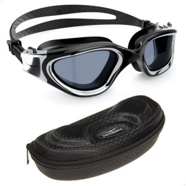 AqtivAqua Swimming Goggles Swimming Adult and Kids Swimming Goggles Kids 6-14 Men Women Swim Goggles Childrens Kids Boys Girls DX-S (Metallic Silver B, Black case, Shade lens)