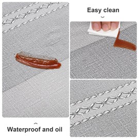 Vonabem 100% Waterproof Rectangle PVC Tablecloth, Vinyl Table Cloth Cover with Flannel Backing Oil Spill Proof Wipeable Table Cloths for Indoor Outdoor（Light Grey,52X70IN）
