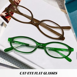 NSODREEM Retro Small Oval Glasses for Women Men 90s Small Face Blue Light Eyeglasses Cosplay Y2K Fake Glasses (Black Frame)