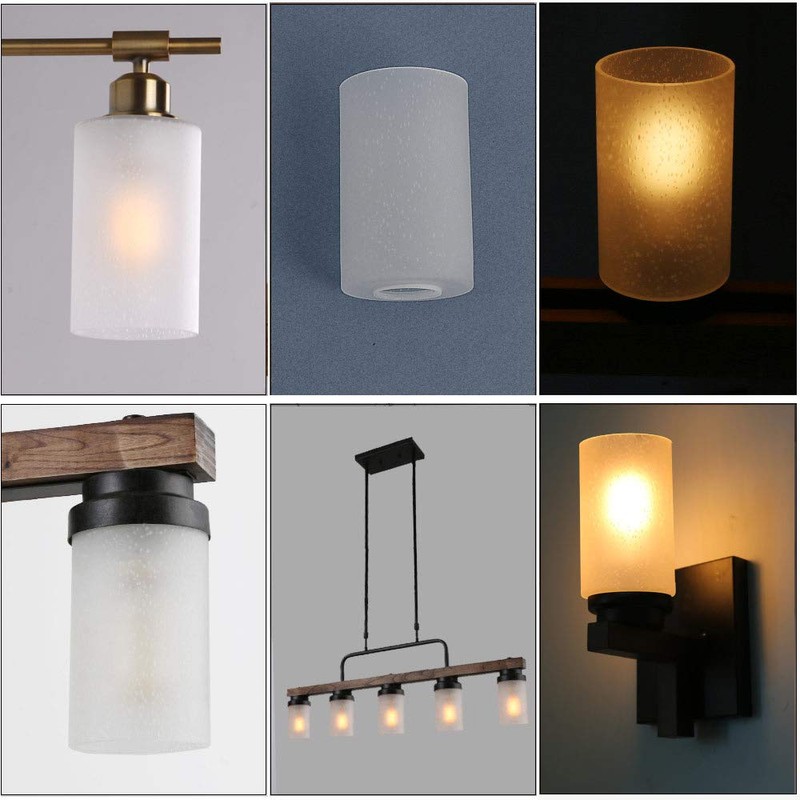 Voguad 3 Pack Frosted Seeded Glass Cylinder Lamp Shade, Light