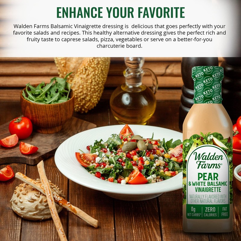 Walden Farms Pear & White Balsamic Vinaigrette Salad Dressing 12Oz