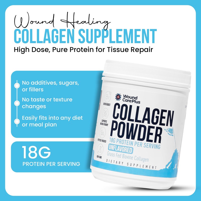 Wound Care Plus Collagen Peptides Powder Unflavored - Grass-Fed Hydrolyzed