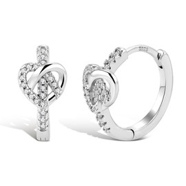 925 Sterling Silver Hoop Earrings for Women, Hypoallergen Sterling Silver Heart Earrings Tiny Small Cartilage Huggie Hoop Earring with Zirconia Spark Diamond Love Heart Hoop Earrings for Women Girls