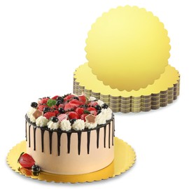 RAMFIYN RAMFIYN 20 Pack 8 Inch Cake Boards Gold Cardboard for Birthday Wedding Party Decorating Round Base Stand for Dessert Pastries Disposable Grease Proof Plates for Cake DIY