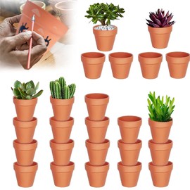 Abiemuce Pack of 24 4 x 4.5 cm Clay Pots, Small, Terracotta Pot, Small Clay Pots for Crafts, Mini Terracotta Clay Pots with Drainage Hole, Reusable Clay Pot for Plants for Home and Office