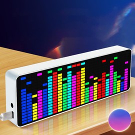 LED Music Spectrum Display, 5V USB RGB Colorful Audio Spectrum Analyzer with 20 Dynamic Effects, 7 Color Effects, 1624 Segment Rhythm Light Voice Control Audio Spectrum Indicator