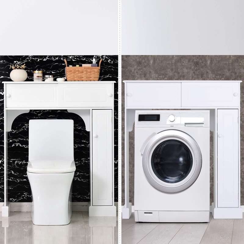 HOMCOM Freestanding Over Toilet Bathroom Storage Cabinet - White
