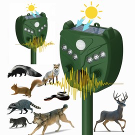 2 Pack NAVISOVL Solar Ultrasonic Animal Repellent Outdoor Cat, Squirrel, Deer Repeller, Motion Sensor&Flashing Light, Repel Dogs,Boar,Deer,Fox,Raccoon,Skunk,Rabbit,Bird Deterrent for Yard&Farmland