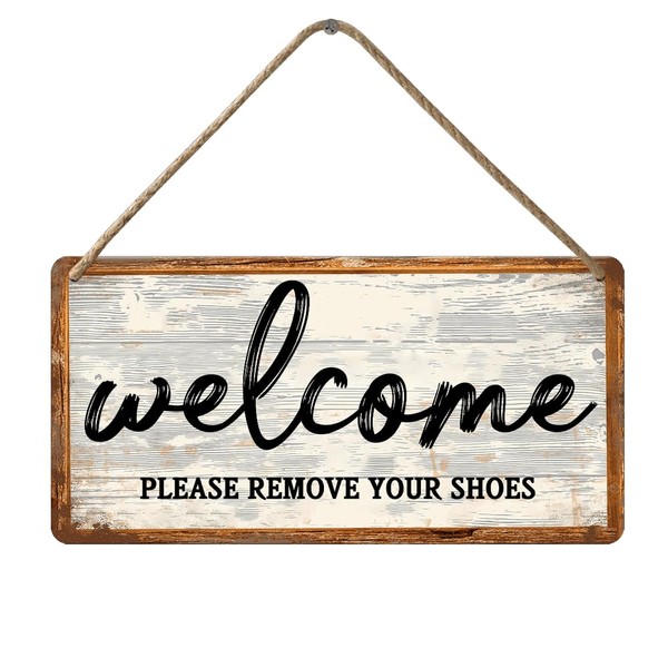 Please Remove Your Shoes Wood Sign for Front Door Please