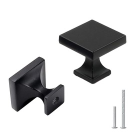 goldenwarm 5 Pack Black Cabinet Knobs for Dresser Drawers Kitchen Hardware Handles 1.1 inch Width Square Knob for Cabinets,Zinc Alloy