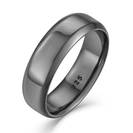 STARCHENIE Black Wedding Band Solid 925 Sterling Silver Ring for Men High Polish Finish Beveled Size 12