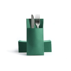 Alvotex Chic Airlaid 50 Cutlery Napkins Cutlery Pockets, Fabric-Like, High-Quality Disposable Napkin, 39 x 40 cm, Green