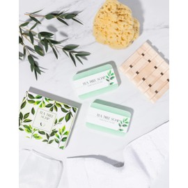 Aura Naturals Tea Tree Soap Bar - Set of 2, Natural Soap Bar for Face & Body Wash, Tea Tree Oil Soap with Anti Fungal Properties for Body Itching Acne Athlete's Foot Folliculitis