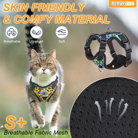 BEAUTYZOO Escape Proof Cat Harness and Leash for Walking, Soft Adjustable Cute Vest for Small to Large Cats, Reflective Breathable Easy-Control Outdoor Jacket, Kitten Harness and Leash Set, Leopard, M
