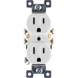 UltraPro GE Grounding Duplex Outlet, 3 Prong Electrical Socket, Easy Install, 15 Amp, UL Listed, White, 54309 GE In-Wall Receptacle, Standard