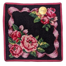 Faylor Rose Adagio Handkerchief, 9.8 x 9.8 inches (25 x 25 cm), Navy/Pink, Chenille Weave
