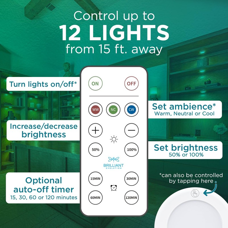 Brilliant Evolution LED Tap Light Push Lights with Remote -