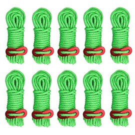 KAHEIGN Reflective Guy Ropes for Tent, 4 mm Reflective Tent Cord, Luminous Tension Cord, Guy Line with Tensioner Adjuster for Camping, Hiking, Awning Tents, Pack of 10