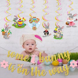 Some Bunny is On The Way Banner Some Bunny is On The Way Baby Shower Decorations Bunny Baby Shower Decorations for Girl Bunny Party decorations Easter Baby Shower Decorations
