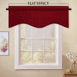 StangH Red Christmas Valance, Rod Pocket Scalloped Tier Short Curtains for Winter Home Decor, Vintage Window Valance for Dining Room/Bay Window/Kitchen, 52 x 18 inch, 1 Panel