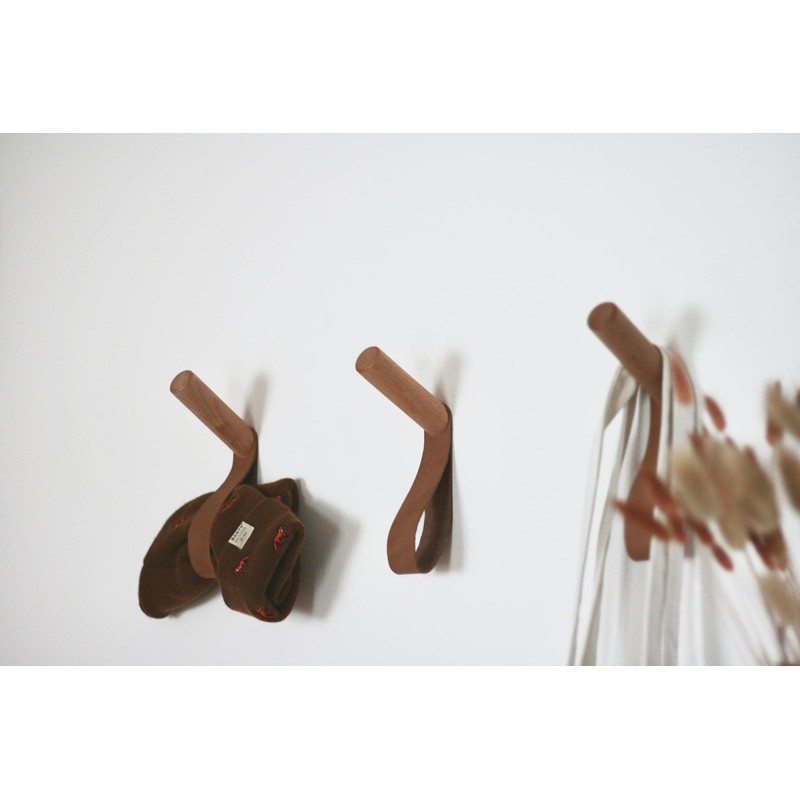 anaan "Forest Coat Hooks Wood with Leather Strap Wall Hook