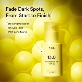 Abib Bright Force Serum 13.0 Pump, 10% niacinamida + 3% TXA, 1.01 onzas líquidas, suero iluminador para tono de piel desigual, hiperpigmentación, bril