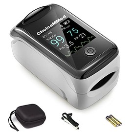 CHOICEMMED Oxímetro de pulso de dedo ChoiceMMed con medidor de oxígeno y recuento de respiraciones - Oxímetro de pulso Bluetooth - Registro continuo  