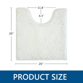 BOANKODU Toilet Rugs U-Shaped,20"x 20"Super Absorbent Chenille Bathroom Rugs and Strong PVC Non-Slip Backing for Toilets Rug Set,Machine Washable,Bath Mats for Bathrooms,White