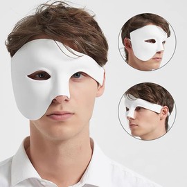 Retro Half Face Mask, Masquerade Mask for Women & Men, Venetian Pretty Party Evening Prom Mardi Gras Mask, Opera Costume Accessory (White)