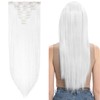 Silk-co 26" 8PCS Hairpiece Clip in Hair Extensions White 100%
