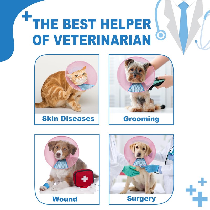 Supet Dog Cone Collar Adjustable After Surgery, Comfortable Pet Recovery