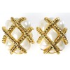 Kenneth Jay Lane Gold Quilted Clip-On Earrings with Enamel