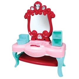 Lissi: Make Up Table Set - 8" Toddler Doll, Brush & Mirror - Blonde Hair - Pink-Red-Blue - Styling Toy Playset, Hair Care Accessories, Kids-Toddler 2+