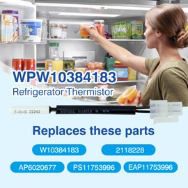 WPW10384183 W10384183 Refrigerator Thermistor - Replacement Parts Compatible with Whirlpool Kenmore, 2118228 Freezer Inside Parts Temperature Sensor