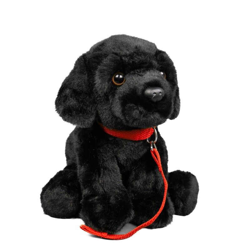 Teddys Rothenburg Cuddly Toy Labrador + Leash Sitting Black 28