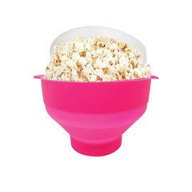 Gadgetime USA Microwave Popcorn Popper with Lids - Silicone - No Oil or Butter Required - Collapsible Bowls - BPA-Free - Movie Night Supplies - Pink