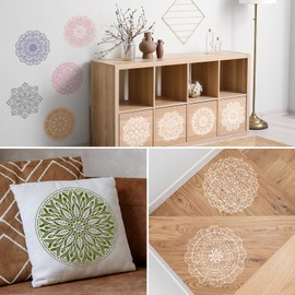 Eunvabir 9 Pack 12x12'' Mandala Stencils for Painting on Wood, Floor, Wall, Tile Fabric, Reusable Furniture Stencils Painting Template