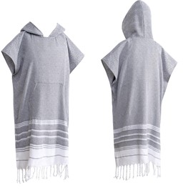 1pcs Turkish Towel Poncho Turkish Cotton Surf Poncho Changing Towel Swim Robe with Pocket Swim Cover Up Wearable Towel Hooded Beach Towel for Adult Man Women Beach Pool (Geometry Dark Grey, M)