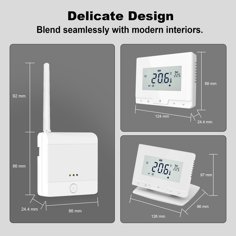 Ecobay Programmable Wireless Thermostat with Receiver, for Boilers, Electric &