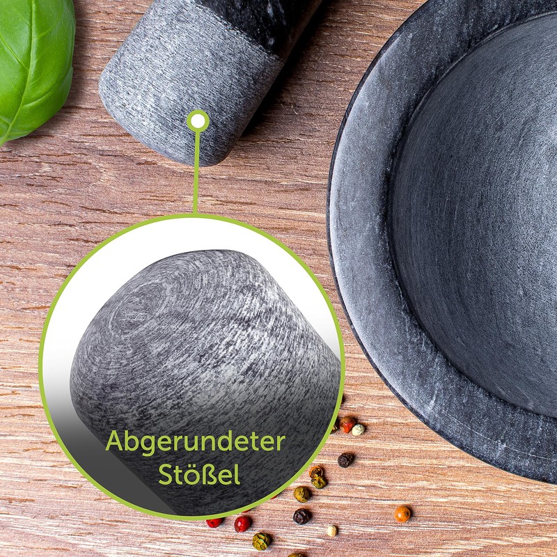 madeco Replacement Pestle Marble 16 cm Stone Pestle Black Polished