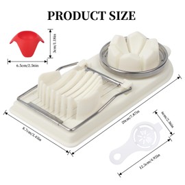 2 in 1 Egg Slicer Cutter Set, with 3 Separator and 1 Holder, Multifunctional Egg Slicer for Boiled Eggs, Boiled Egg Cutter Stainless Steel Line, Strawberry Slicer Also Use to Fruit Vegetable